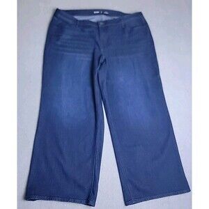 Old Navy Jeans Womens 22 Petite 43x29 Wide Leg High Rise Dark Blue Cotton Boho